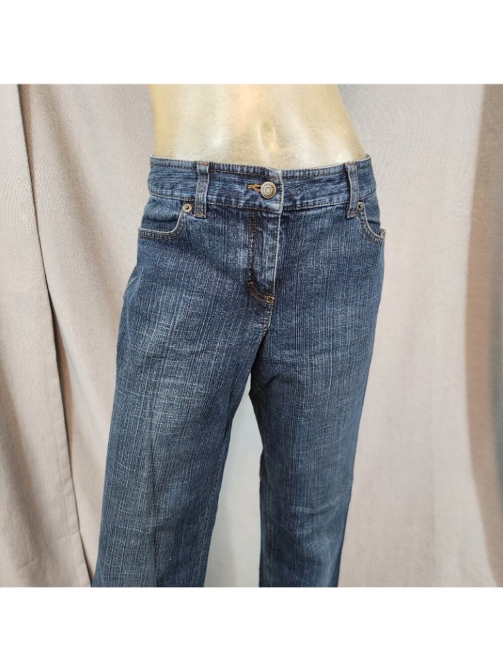 Ann Taylor LOFT Boot Cut Mid Rise Denim Dark Blue Jeans Size 10 LARGE 32 W x 30I - Picture 2 of 8